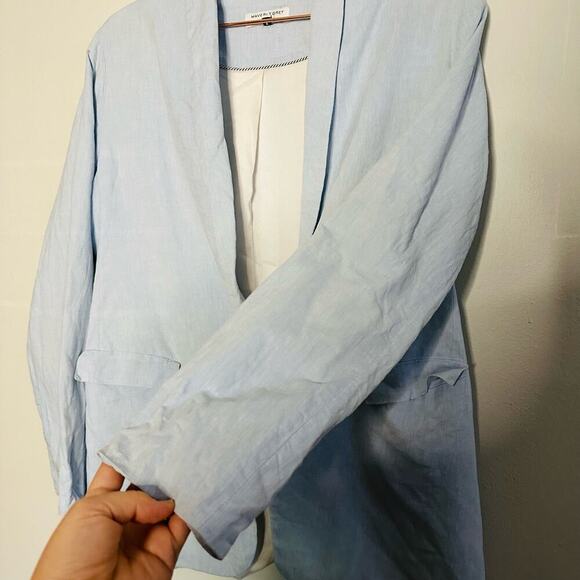 Waverly Grey Light Blue Cotton Linen Single Button Front Blazer size Large - Picture 5 of 8